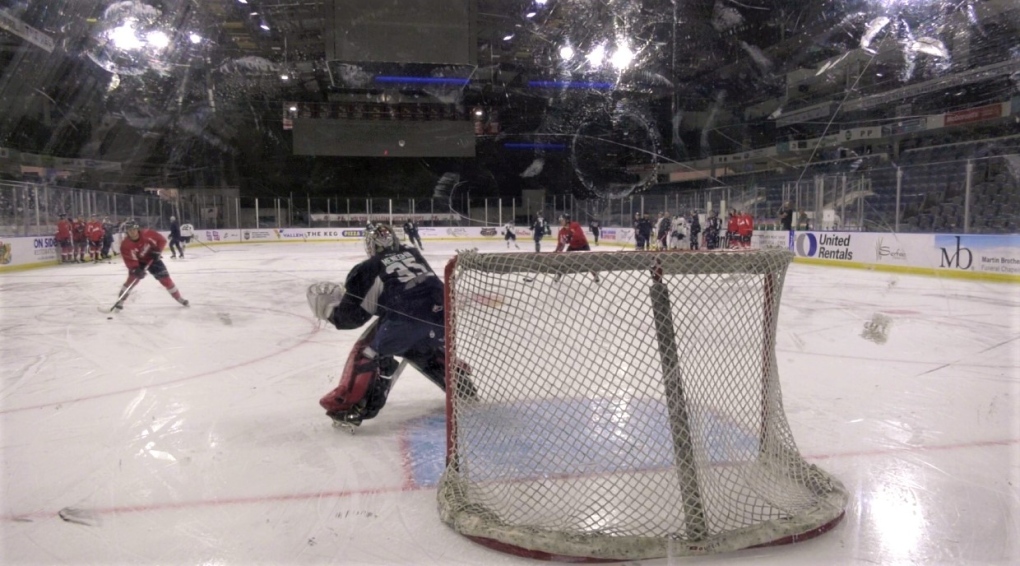 The Lethbridge Hurricanes are seen during a practice on Thursday, Sept. 28, 2023. 