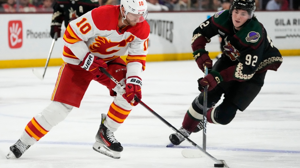 Yegor Sharangovich Has 2nd Career Hat Trick, Flames Beat Coyotes 6-2 ...