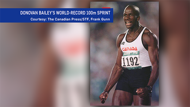 Donovan Bailey’s world-record 100m sprint at the 1