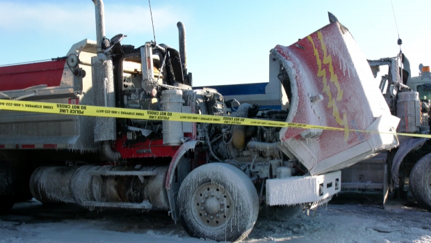 Calgary dump truck fire Jan 17, 2020