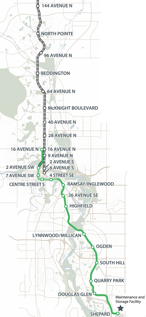 Green Line, map, Calgary, route, Calgary Transit,