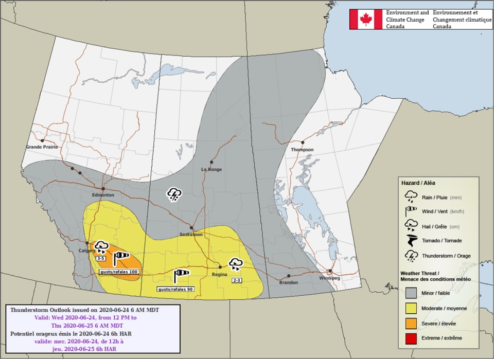 Environment Canada, thunderstorm outlook, June 24