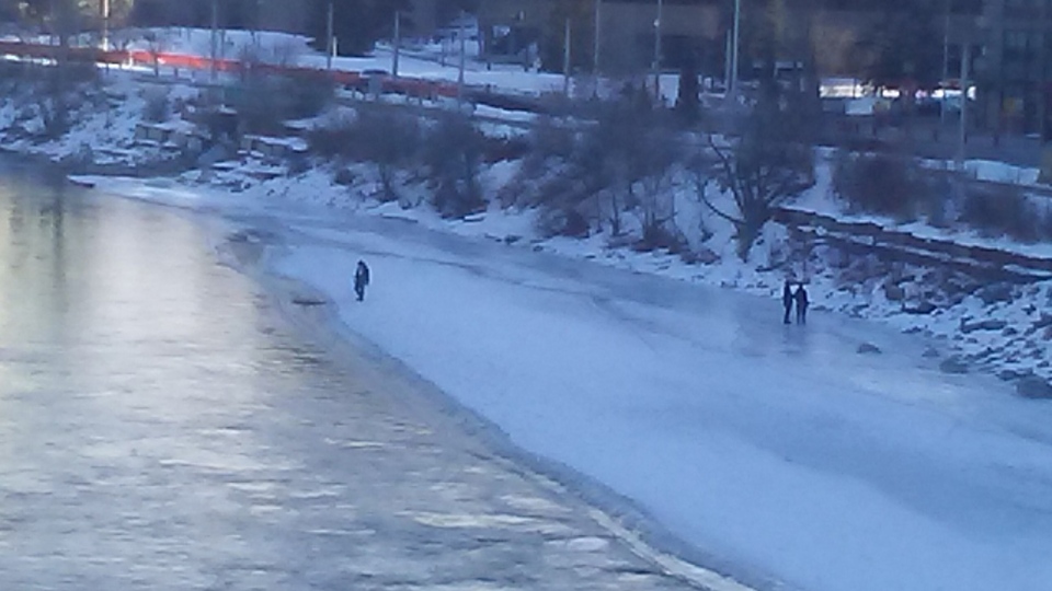Friedrich, Bow River, people, ice