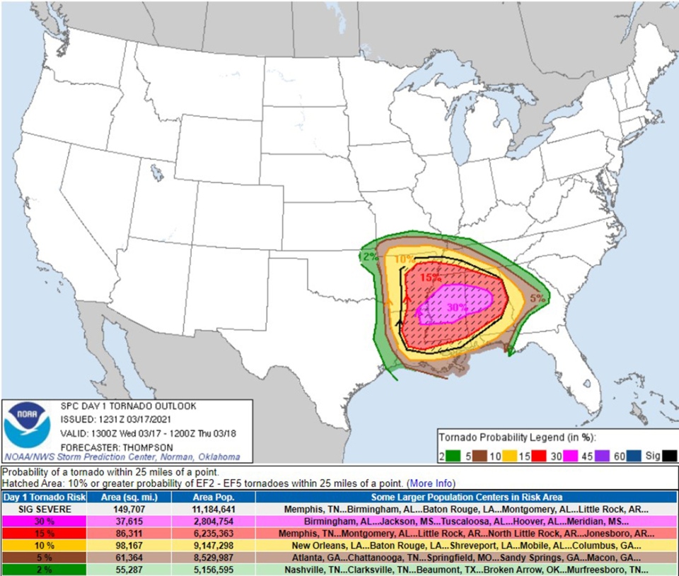 SPC, convection, outlook, U.S., March 17