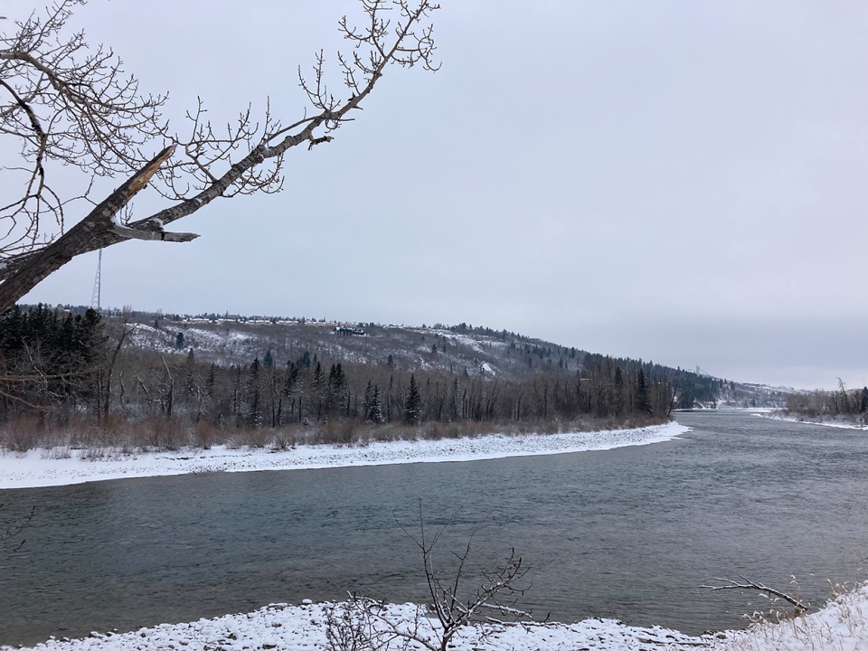 Bow River, Calgary, broadcast hill, pathway