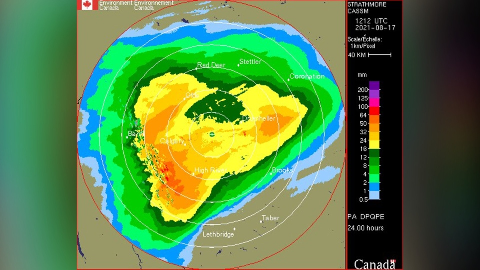 Environment Canada, rainfall, Alberta, Aug. 16